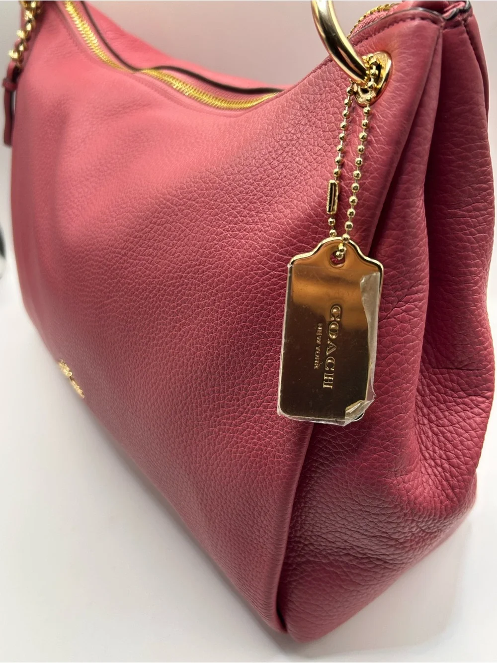 Coach Mia Pebbled Leather Shoulder and Crossbody in Raspberry